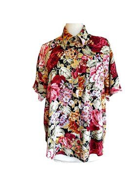 Eric Michaels New York woman's floral blouse sz. XL short sleeve